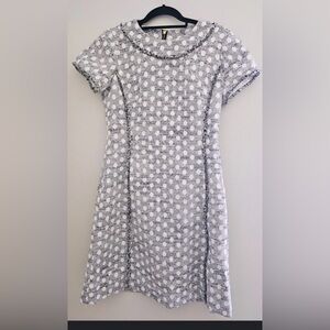 Sara Campbell Gray and White Polka Dot Dress